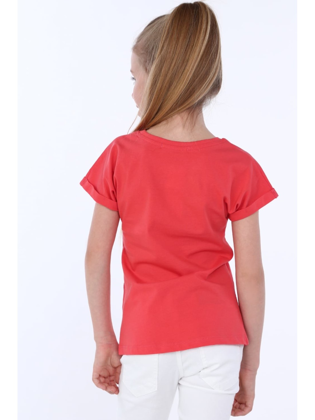 Tricou fete cu inscriptii, coral NDZ8168 - Magazin online - Boutique